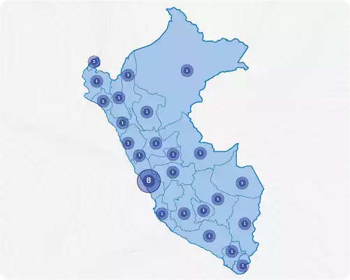 Mapa de sedes Panadex en el Perú
