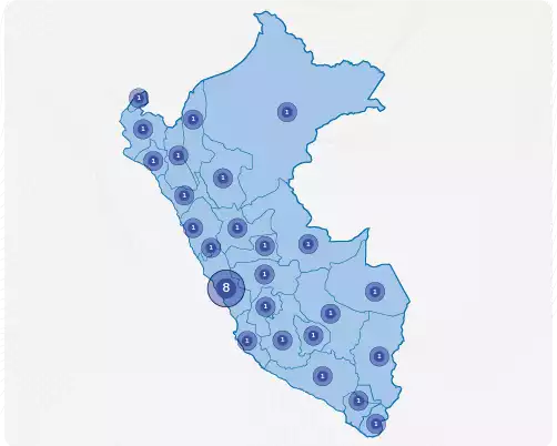 Mapa de sedes Panadex en el Perú